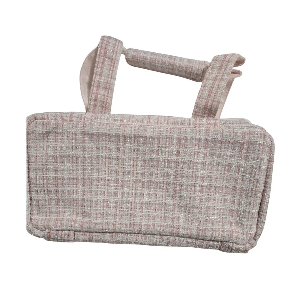 Pincool Pet Carrier Bag Pink Tweed Kawaii Shimmer Bow Charm‎ NWT Small